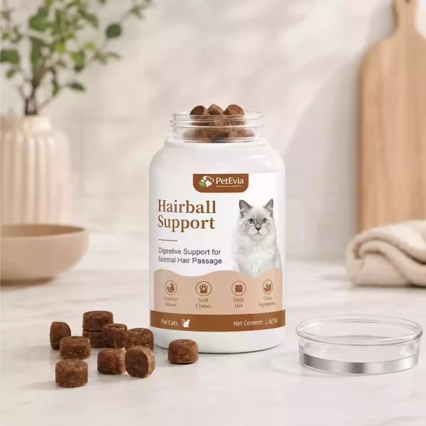 Zachte kauwsnoepjes tegen haarballen en voor huid en vacht bij katten
